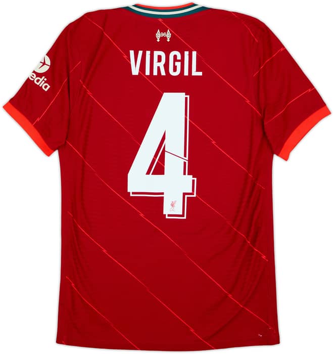 2021-22 Liverpool Authentic Home Shirt Virgil #4 - 9/10 - (S)