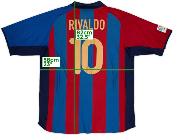 2001-02 Barcelona Home Shirt Rivaldo #10 - 7/10 - (XL)