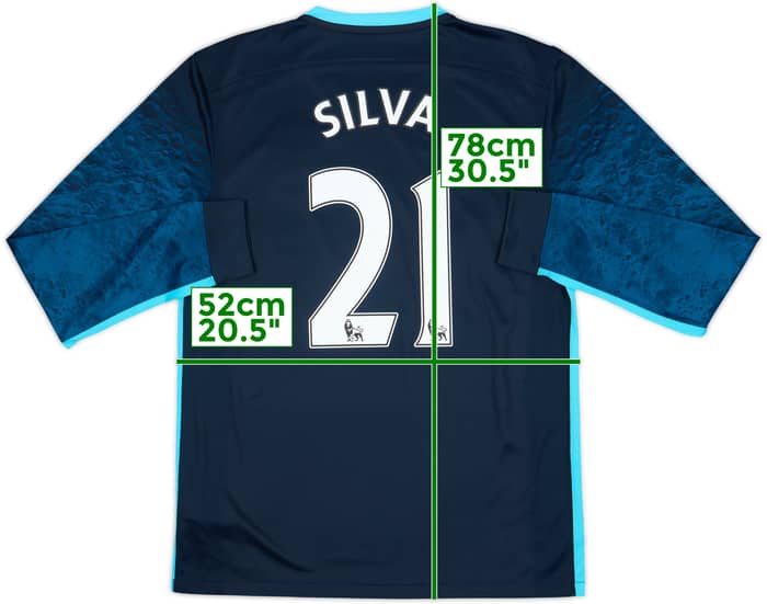 2015-16 Manchester City Away L/S Shirt Silva #21 - 8/10 - (M)