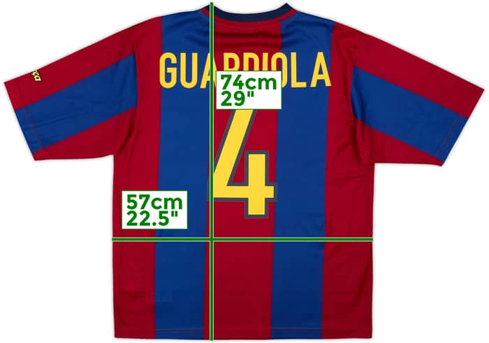 1998-00 Barcelona Basic Home Shirt Guardiola #4 - 8/10 - (M)