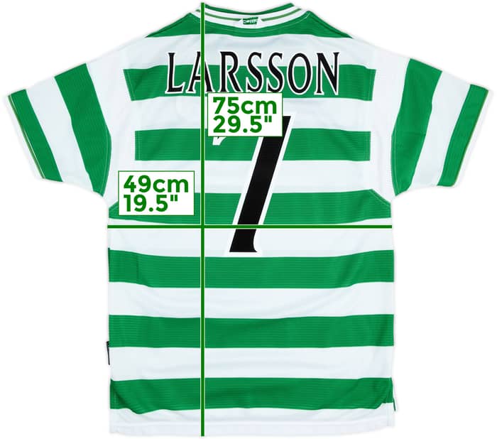 1999-01 Celtic Home Shirt Larsson #7 - 8/10 - (M)