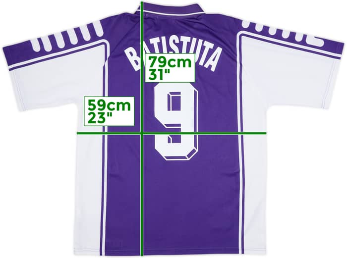 1999-00 Fiorentina Home Shirt Batistuta #9 - 8/10 - (XL)