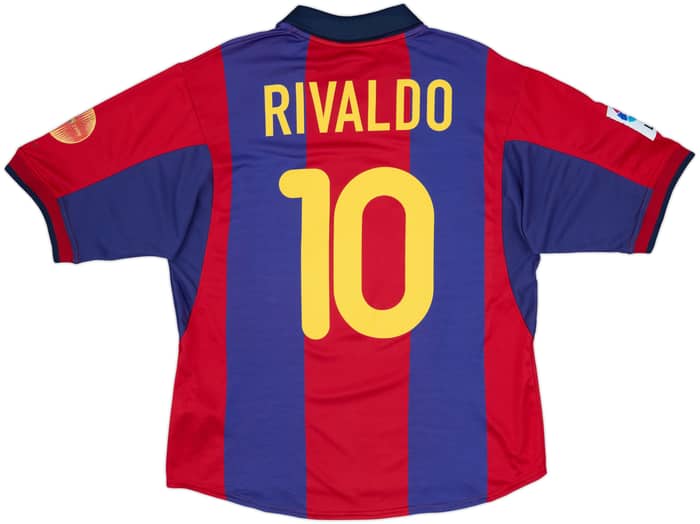 2000-01 Barcelona Home Shirt Rivaldo #10 - 7/10 - (M)