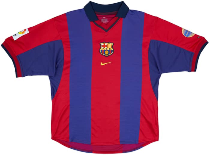 2000-01 Barcelona Home Shirt Rivaldo #10 - 7/10 - (M)