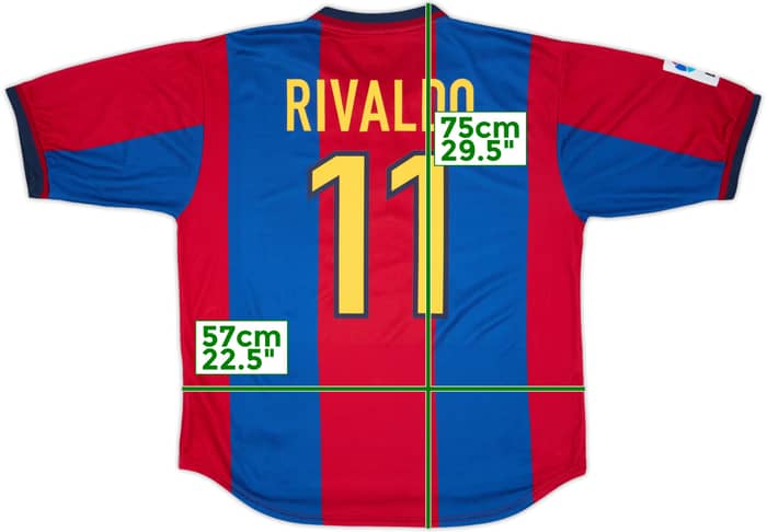 1998-00 Barcelona Home Shirt Rivaldo #11 - 9/10 - (L)