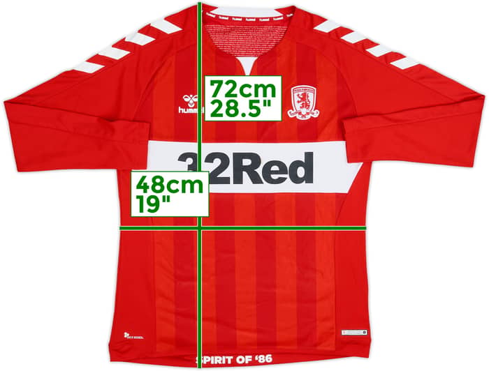 2018-19 Middlesbrough Home L/S Shirt - 7/10 - (L)