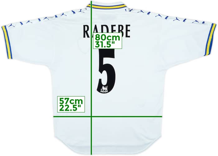 1998-00 Leeds United Home Shirt Radebe #5 - 6/10 - (L)