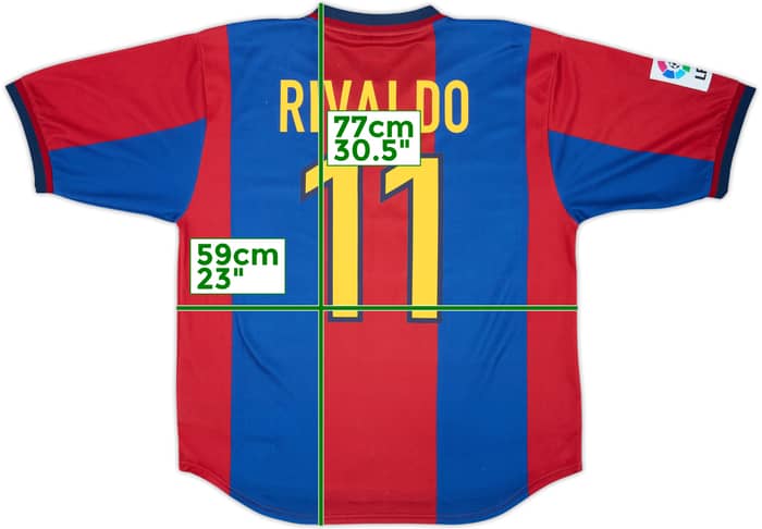 1998-00 Barcelona Home Shirt Rivaldo #11 - 8/10 - (L)