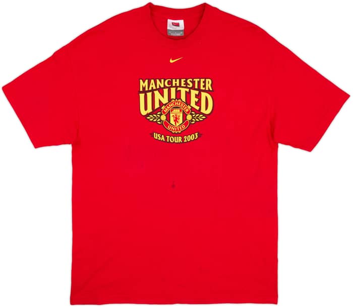 2003-04 Manchester United Nike Cotton Tee USA Tour 2003 - 7/10 - (L)