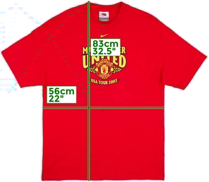 2003-04 Manchester United Nike Cotton Tee USA Tour 2003 - 7/10 - (L)