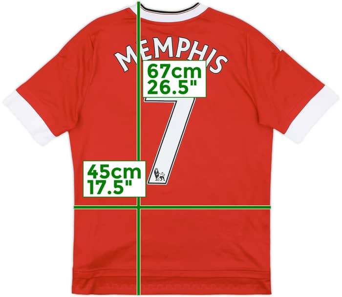 2015-16 Manchester United Home Shirt Memphis #7 - 8/10 - (L.Boys)