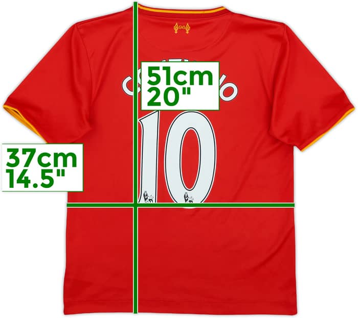 2016-17 Liverpool Home Shirt Coutinho #10 - 9/10 - (S.Boys)