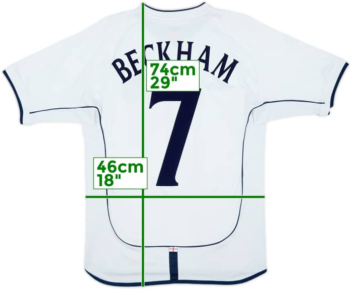 2001-03 England Home Shirt Beckham #7 - 6/10 - (S)