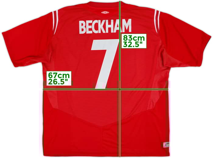 2004-06 England Away Shirt Beckham #7 - 9/10 - (3XL)
