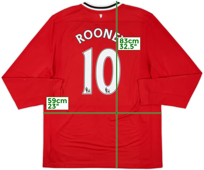 2011-12 Manchester United Home L/S Shirt Rooney #10 - 7/10 - (XL)