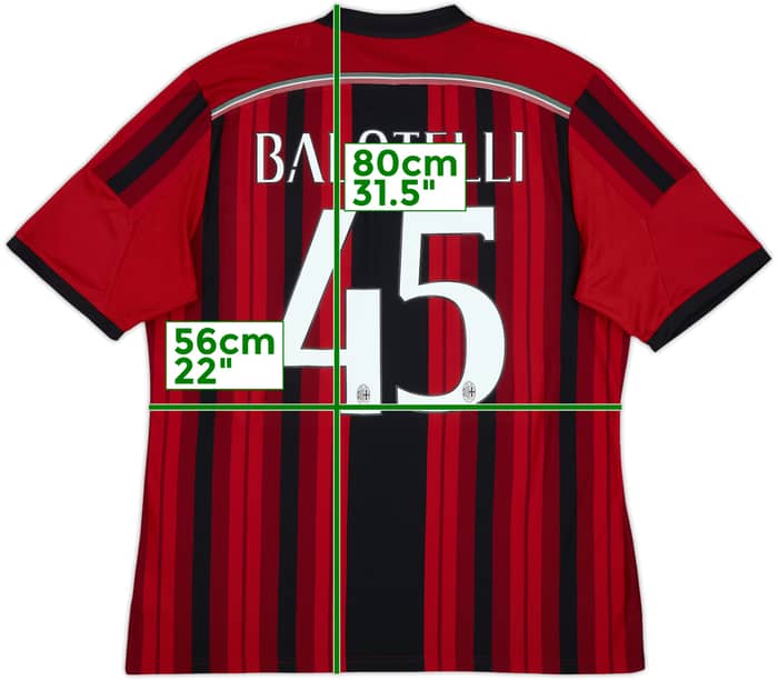 2014-15 AC Milan Home Shirt Balotelli #45 - 10/10 - (XL)
