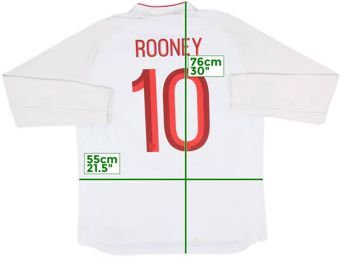 2012-13 England Home L/S Shirt Rooney #10 - 6/10 - (XL)