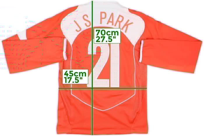 2004-06 South Korea Player Issue Home L/S Shirt J.S.Park #21 - 6/10 - (S)