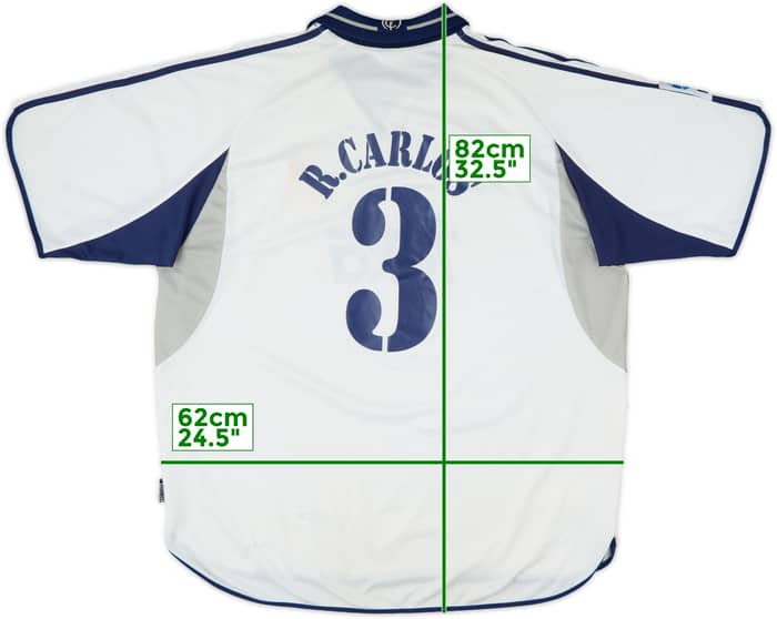 2000-01 Real Madrid Home Shirt R. Carlos #3 - 5/10 - (XL)