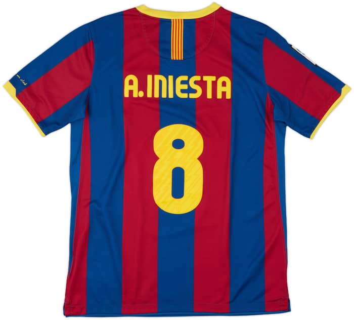 2010-11 Barcelona Home Shirt Iniesta #8 - 7/10 - (XL.Boys)