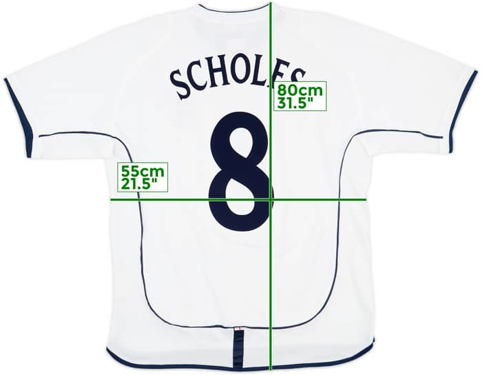 2001-03 England Home Shirt Scholes #8 - 6/10 - (L)