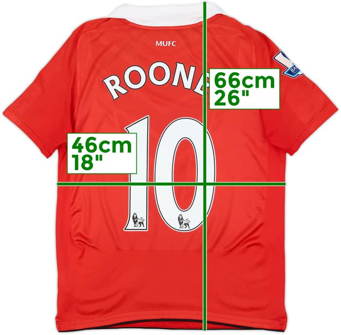 2010-11 Manchester United Home Shirt Rooney #10 - 7/10 - (L.Boys)