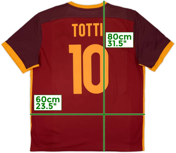 2015-16 Roma Home Shirt Totti #10 - 8/10 - (XL)