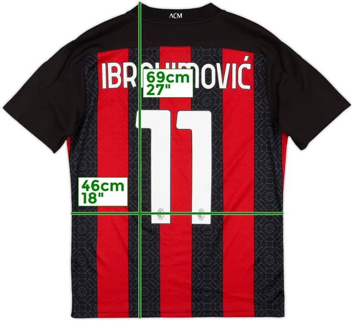 2020-21 AC Milan Home Shirt Ibrahimovic #11 - 8/10 - (S)