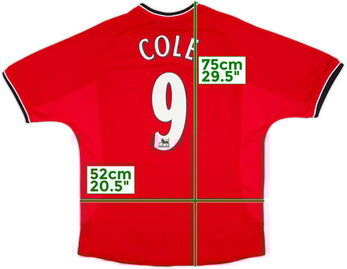 2000-02 Manchester United Home Shirt Cole #9 - 8/10 - (M)