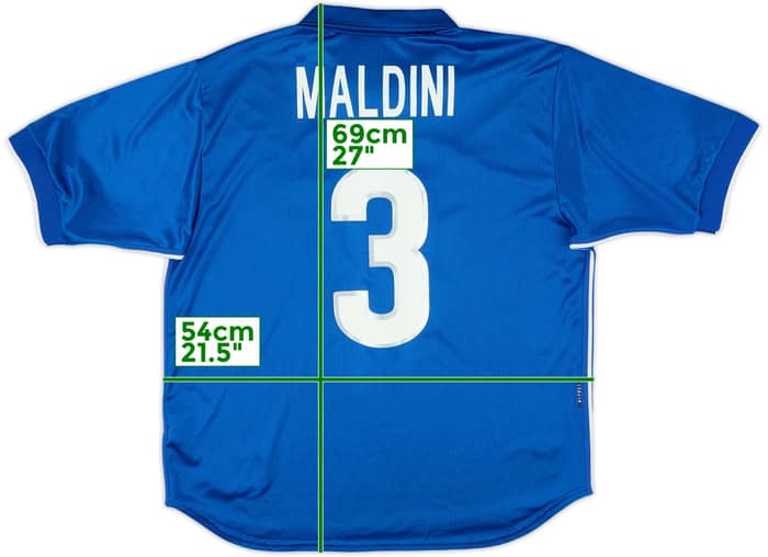 1997-98 Italy Home Shirt Maldini #3 - 7/10 - (XL)