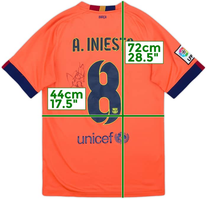 2014-15 Barcelona Signed Away Shirt A.Iniesta #8 - 7/10 - (S)