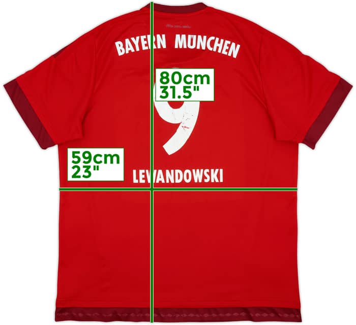 2015-16 Bayern Munich Home Shirt Lewandowski #9 - 5/10 - (XXL)