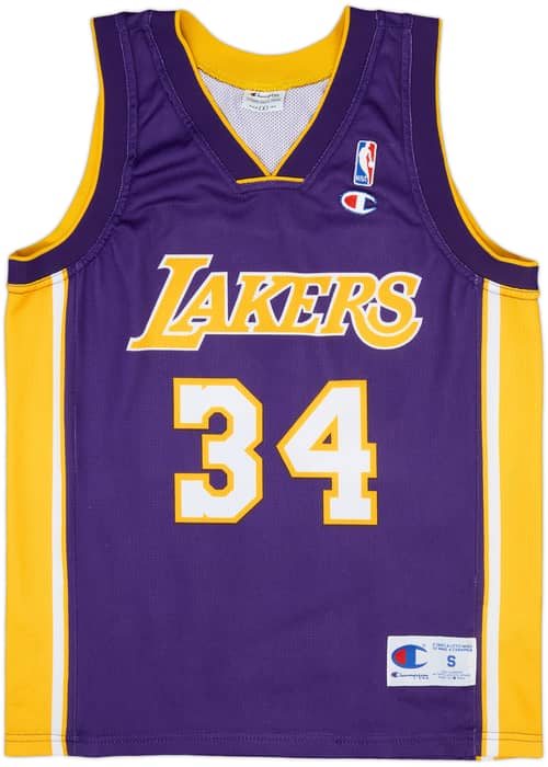 1999-04 LA Lakers O'Neal #34 Champion Away Jersey - 9/10 - (S)
