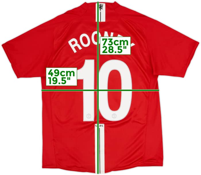 2007-09 Manchester United Home Shirt Rooney #10 - 8/10 - (M)