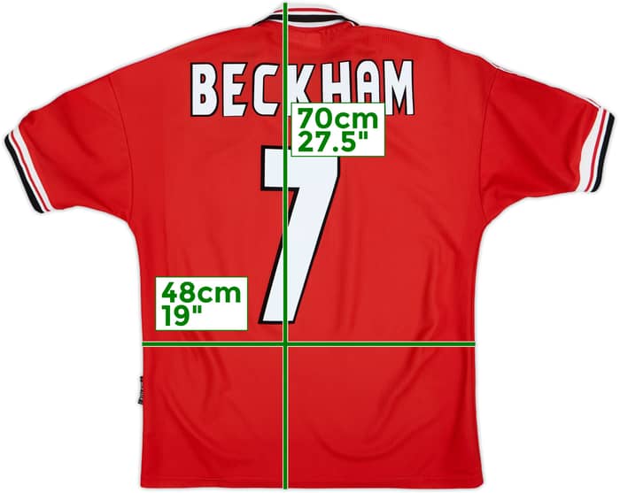 1998-00 Manchester United Home Shirt Beckham #7 - 7/10 - (Y)