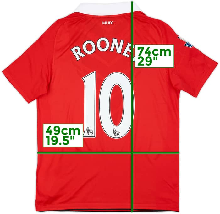 2010-11 Manchester United Home Shirt Rooney #10 - 7/10 - (XL.Boys)