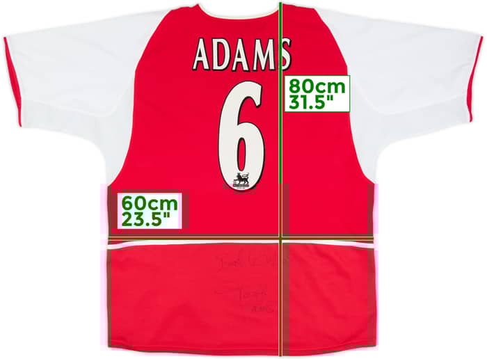 2002-04 Arsenal Signed Home Shirt Adams #6 - 8/10 - (XXL)