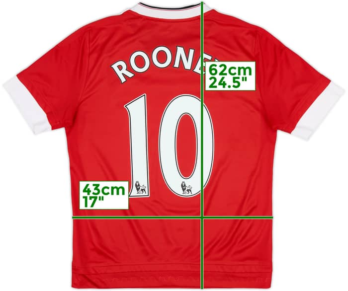 2015-16 Manchester United Home Shirt Rooney #10 - 6/10 - (L.Boys)