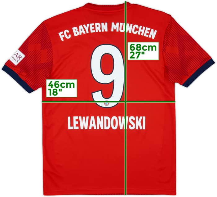 2018-19 Bayern Munich Home Shirt Lewandowski #9 - 8/10 - (S)