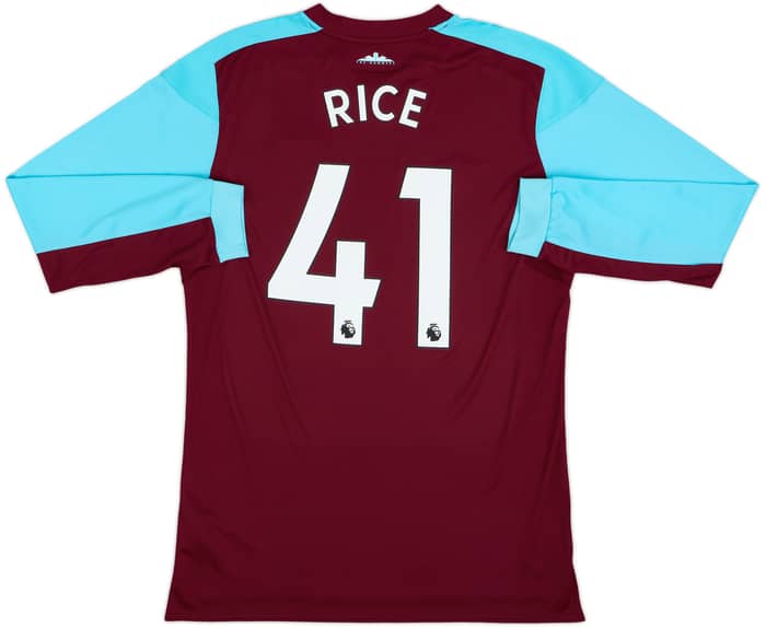 2017-18 West Ham Home L/S Shirt Rice #41 - 9/10 - (L)