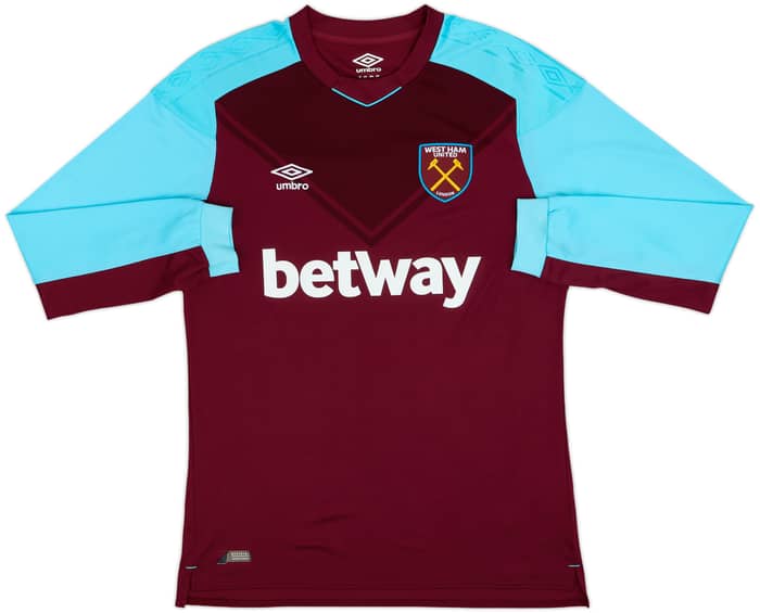 2017-18 West Ham Home L/S Shirt Rice #41 - 9/10 - (L)