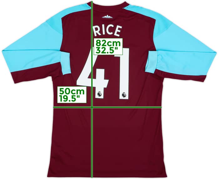 2017-18 West Ham Home L/S Shirt Rice #41 - 9/10 - (L)