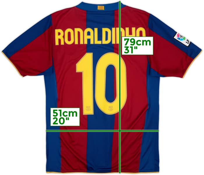 2007-08 Barcelona Home Shirt Ronaldinho #10 - 9/10 - (S)