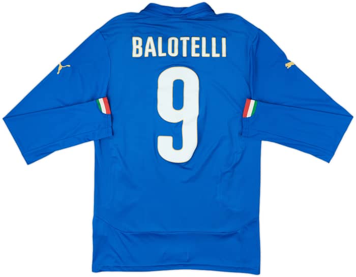 2014-15 Italy Home L/S Shirt Balotelli #9 - 10/10 - (M)