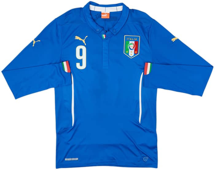 2014-15 Italy Home L/S Shirt Balotelli #9 - 10/10 - (M)