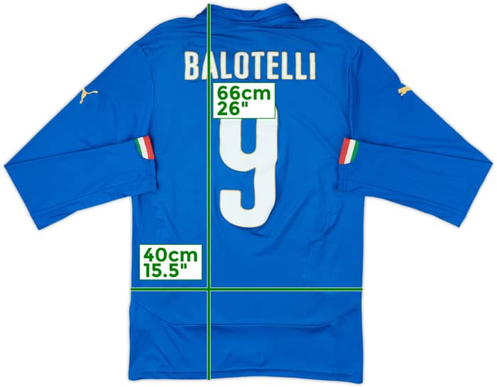 2014-15 Italy Home L/S Shirt Balotelli #9 - 10/10 - (M)