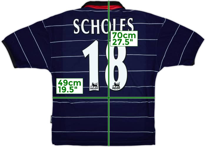 1999-00 Manchester United Away Shirt Scholes #18 - 9/10 - (Y)