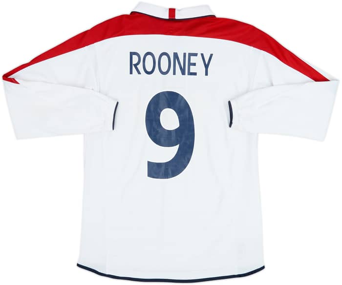 2003-05 England Home L/S Shirt Rooney #9 - 6/10 - (M)