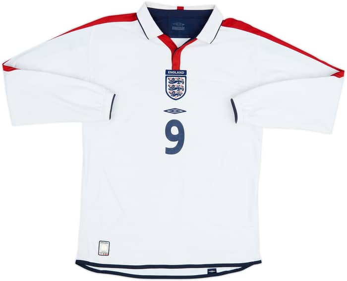 2003-05 England Home L/S Shirt Rooney #9 - 6/10 - (M)