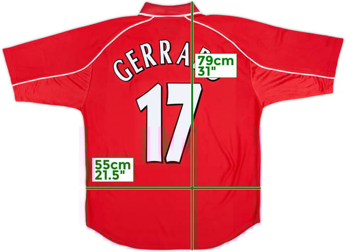 2000-02 Liverpool Home Shirt Gerrard #17 - 4/10 - (L)